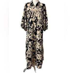 UMGEE Floral Black and Cream Maxi Dress